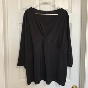 Talbots black gathered front blouse